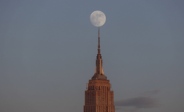New Year's Eve Moonrise Over New York City