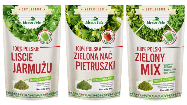 Zdrowe Pola, SuperFood, 100% sproszkowanej naci z polskiej pietruszki, młodego jęczmienia i liści jarmużu, 200 g, 10.99 zł
