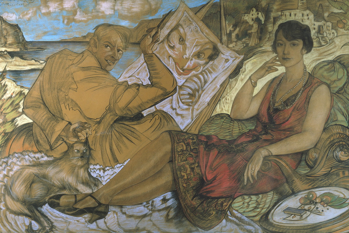Stanisław Ignacy Witkiewicz (1885–1939) Fałsz kobiety – Autoportret z portretem Maryli Grossmanowej, I 1927 pastel, papier na płótnie, 115,5 × 184 cm Muzeum Narodowe w Warszawie