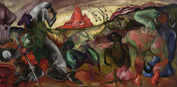 Stanisław Ignacy Witkiewicz (1885–1939) Fantazja – Bajka, 1921–1922 olej na płótnie, 74,5 × 150 cm Muzeum Narodowe w Warszawie