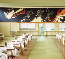 stołówka Pafawagu, mural i fotografia proj. Ryszarda Więckowskiego