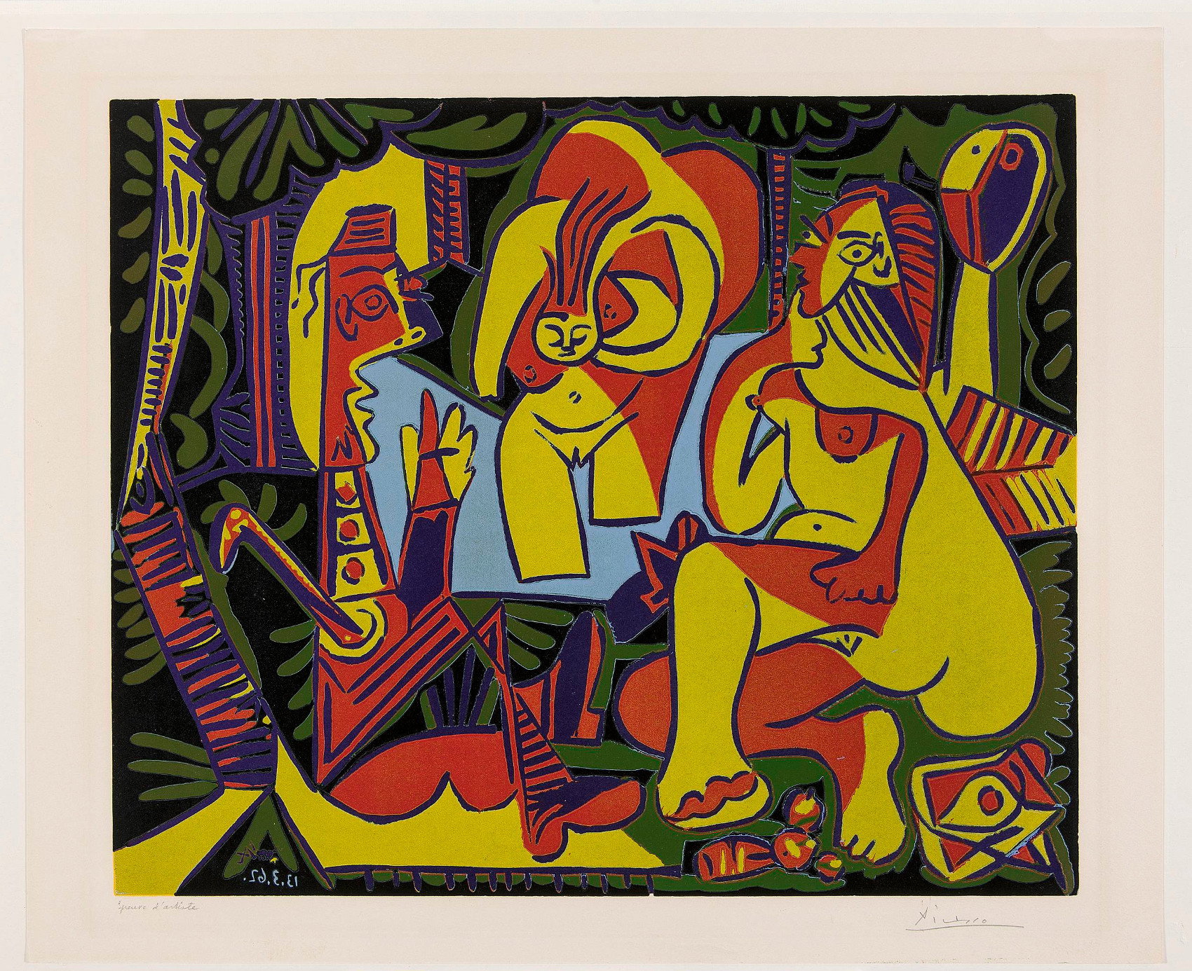 Pablo Picasso  Le Déjeuner sur l’herbe d’après Manet / The Luncheon on the Grass (after Manet), 1962  linoryt barwny / colour linocut