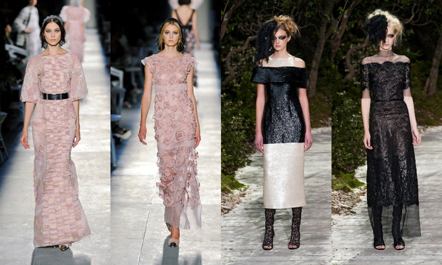 Suknie Chanel, od lewej: haute couture jesień-zima 2012/2013, haute couture jesień-zima 2012/2013, haute couture wiosna-lato 2013, haute couture wiosna-lato 2013, fot. Imaxtree