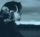 Beautiful woman profile silhouette portrait with moon in her head