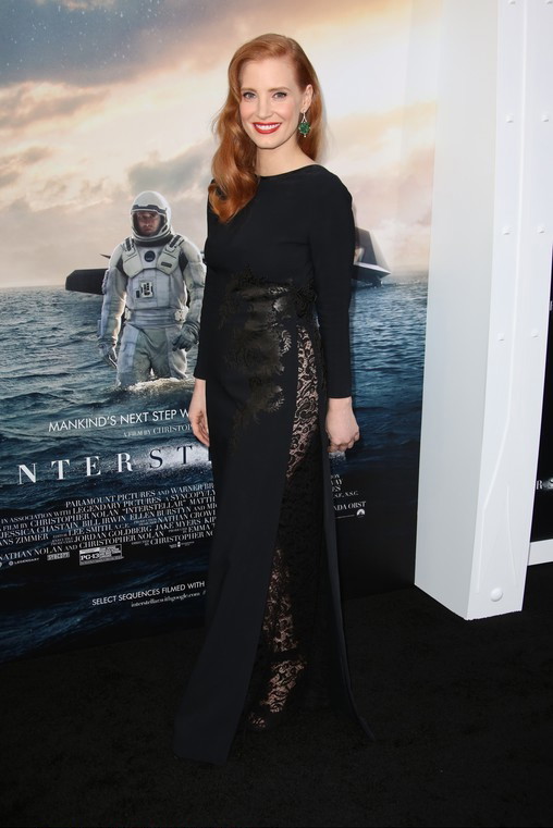Anne Hathaway i Jessica Chastain na premierze filmu Interstellar