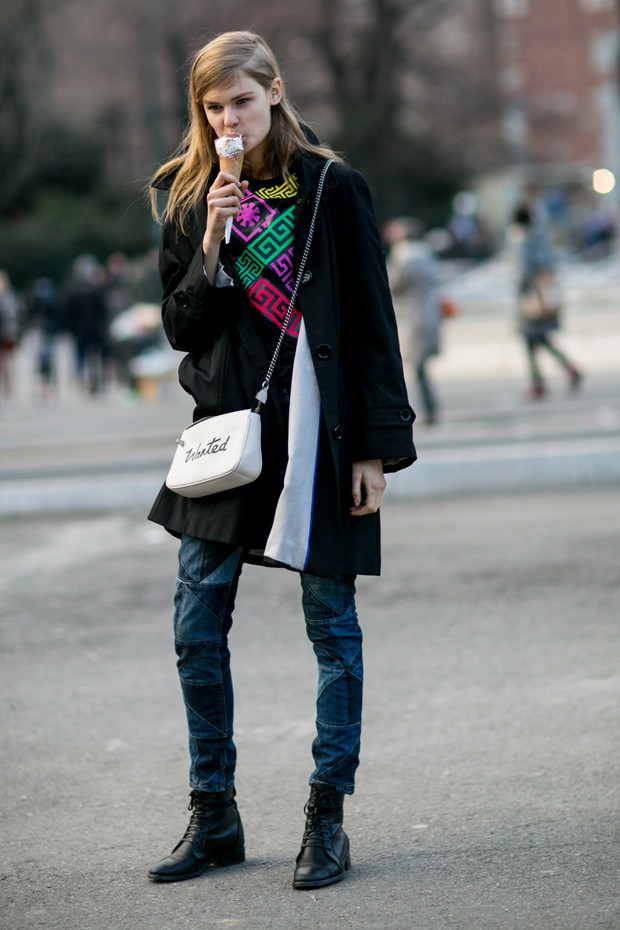 Street fashion: modelki off duty w Mediolanie