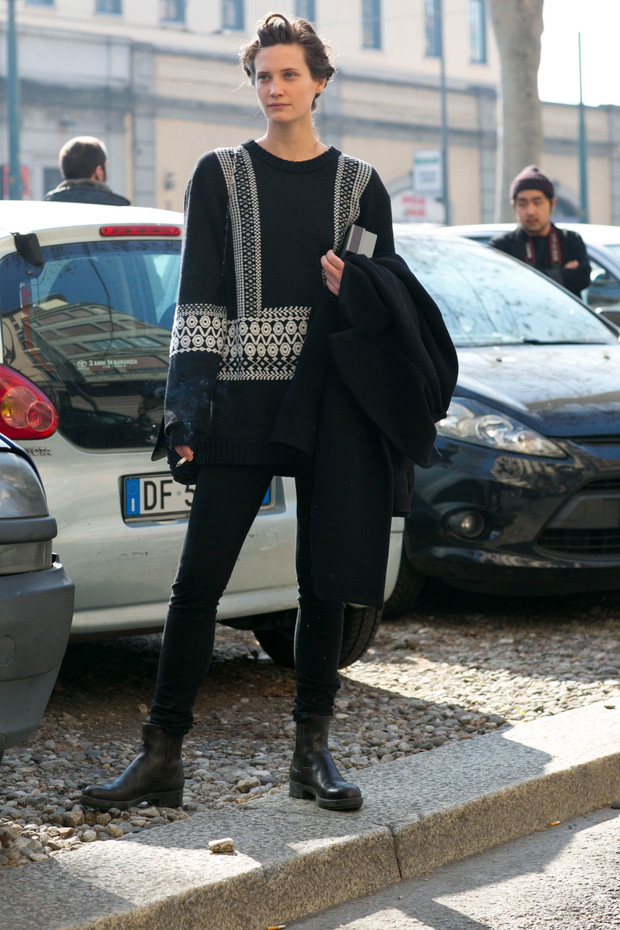 Street fashion: modelki off duty w Mediolanie