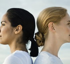 Women back to back, portrait