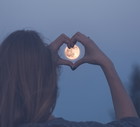 Love and moon creative concept.