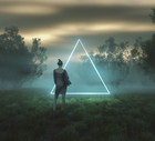 Surreal abstract passage with woman standing in fantasy landscape