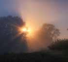 Full moon at foggy night