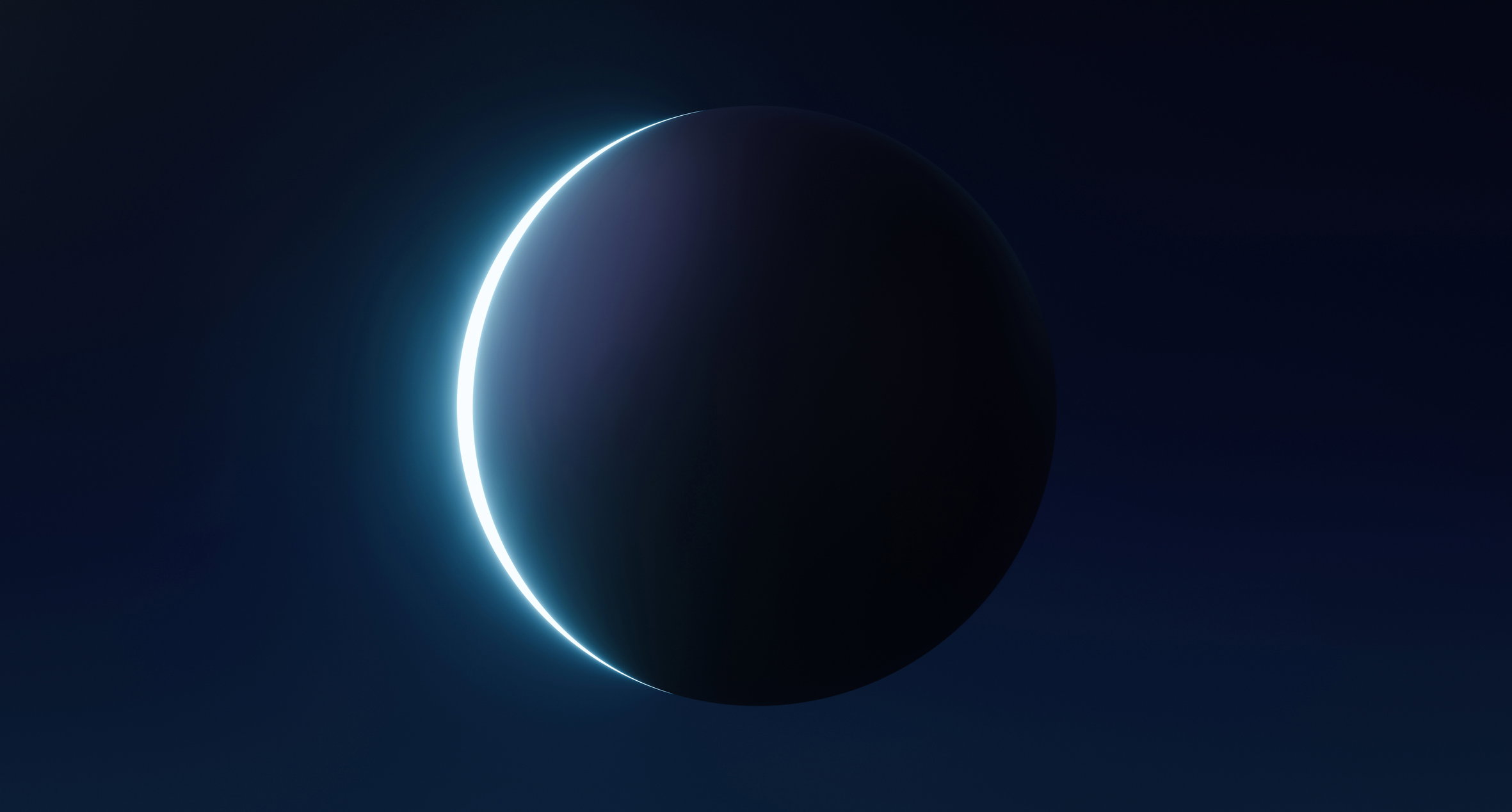 Black moon night and full lunar glowing light on universe background with midnight moonlight. 3D rendering.