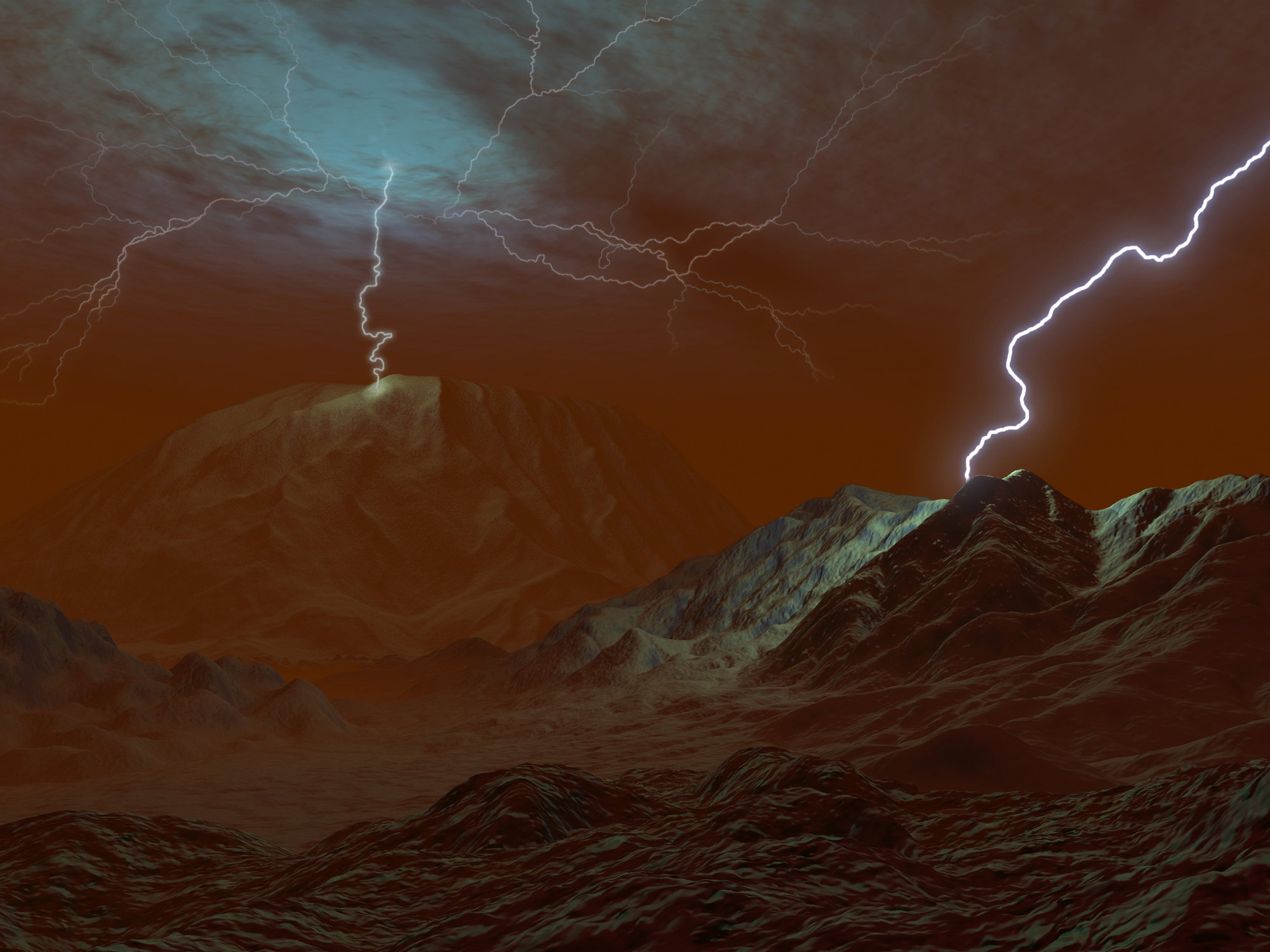 Artist's concept of lightning in Venus' clouds.
