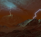 Artist's concept of lightning in Venus' clouds.