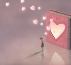 A woman and a book of love. Concept idea artwork of romantic, Valentine's day, and dream. surreal illustration. conceptual art