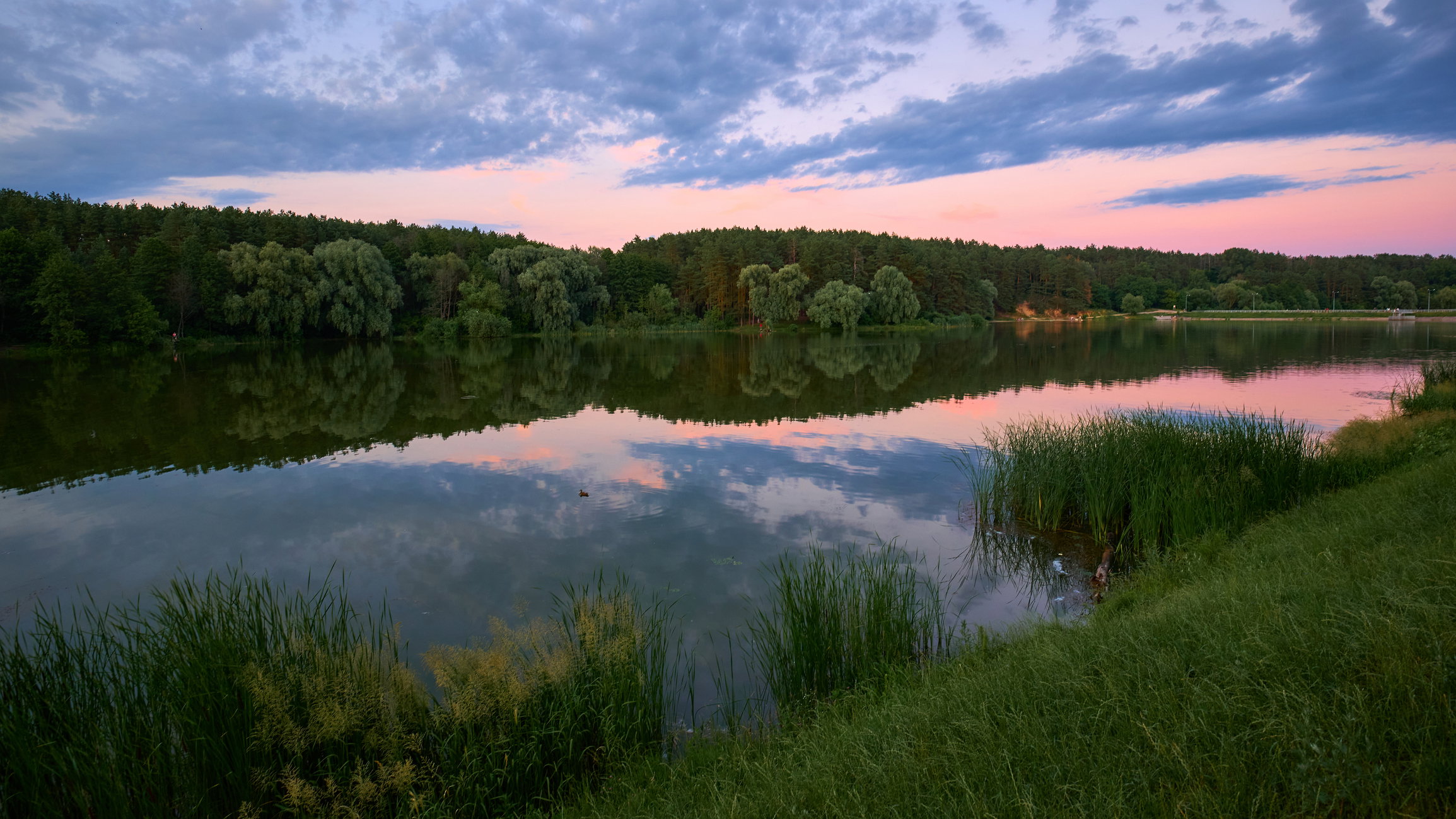 sunset over the Strizhen river in Chernihiv, Ukraine
