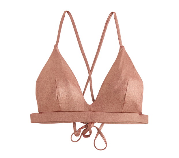 Miedziany trójkątny biustonosz od bikini z metaliczną nicią OYSHO