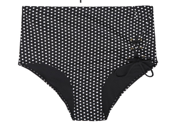 Wysokie czarne figi od bikini w groszki OYSHO
