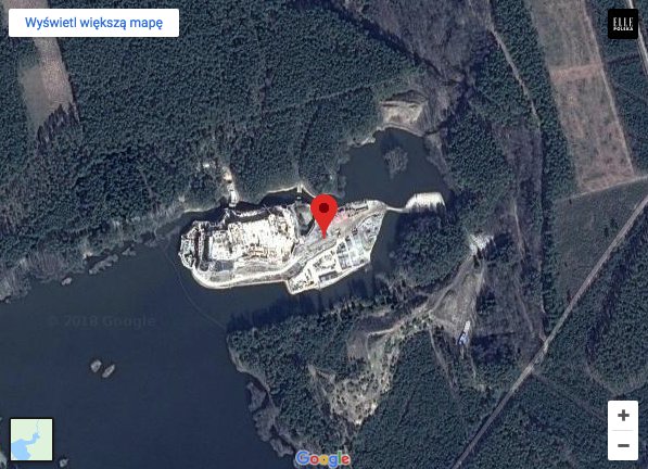 Zamek w Puszczy Noteckiej - zdjęcie z satelity Google Maps