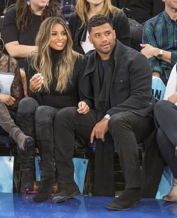 Ciara i Russell Wilson na meczu koszykówki, 09.02.2016, fot. East News