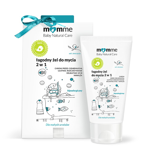 Łagodny żel do mycia 2 w 1, hipoalergiczny, stworzony w 100% według naturalnej receptury, 29 zł