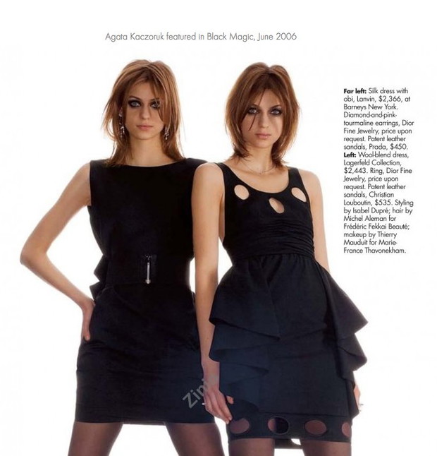 Renata Kaczoruk i Agata Kaczoruk w ELLE US, 2006 rok