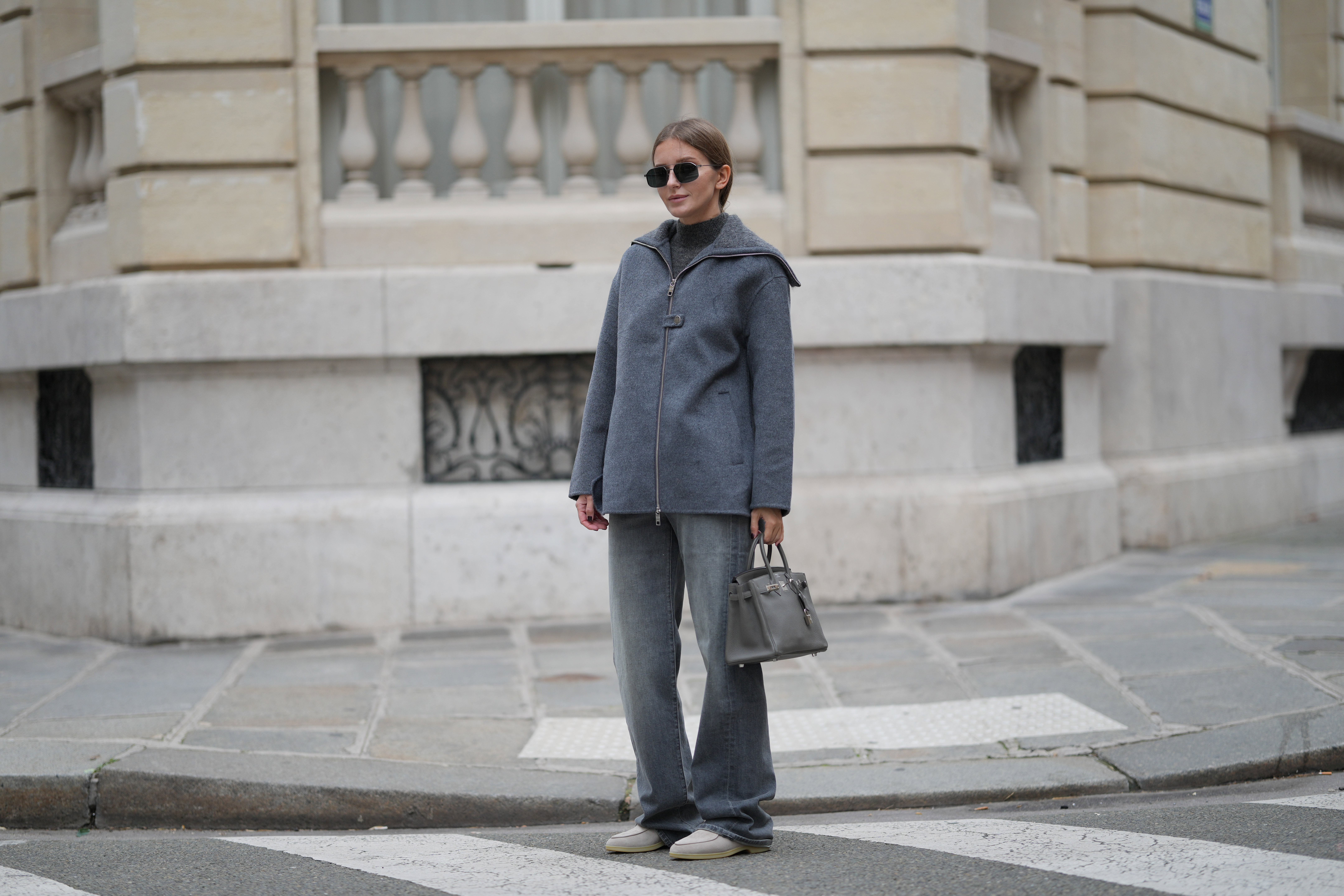 Dzianinowy half-zip – nowy zimowy klasyk do wide-leg pants