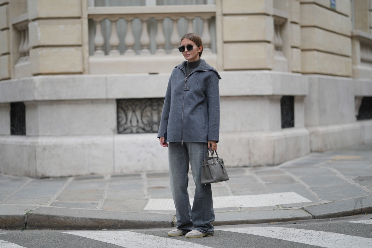 Dzianinowy half-zip – nowy zimowy klasyk do wide-leg pants