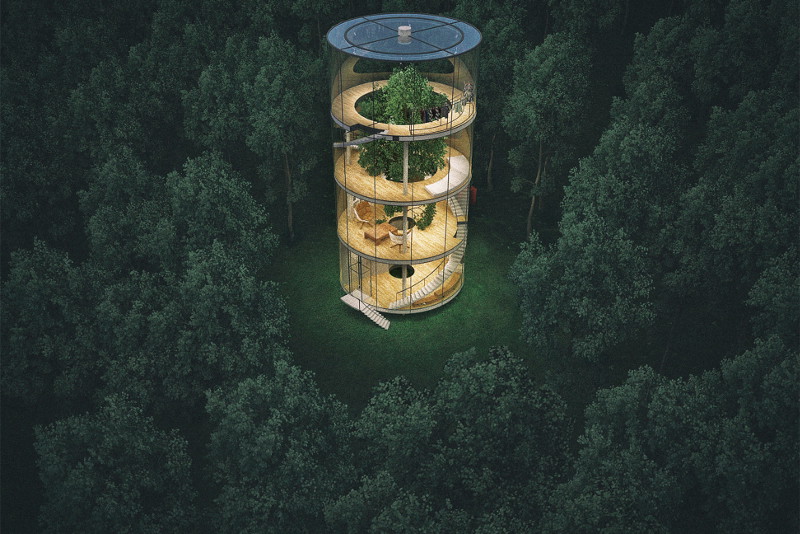 Nowoczesny domek na drzewie, A. Masow Architects, mat. prasowe