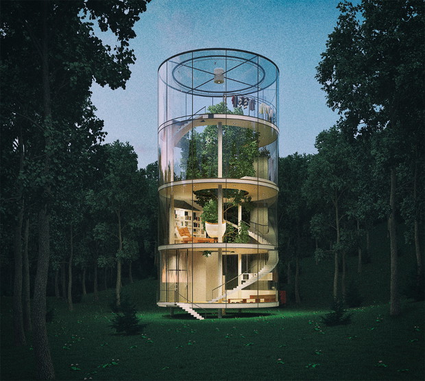 Nowoczesny domek na drzewie, A. Masow Architects, mat. prasowe