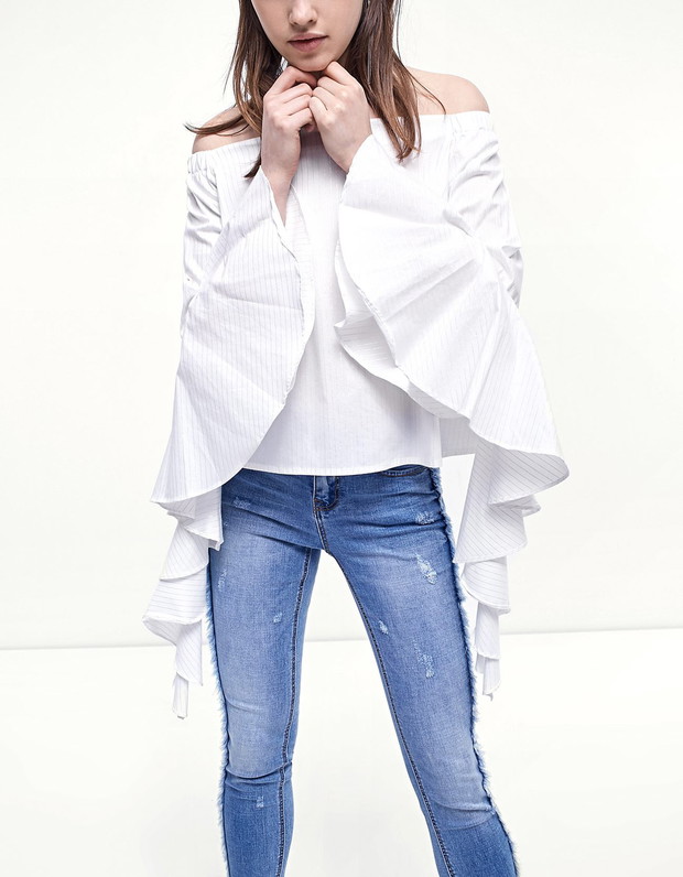 Romantyczne bluzki z falbankami, Bershka, 119zł