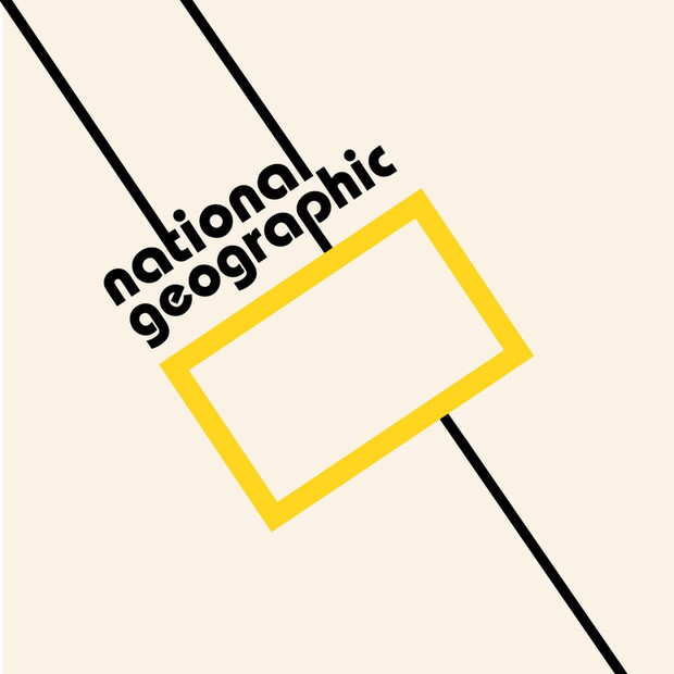 Słynne loga w stylu Bauhausu, National Geographic, 99designs