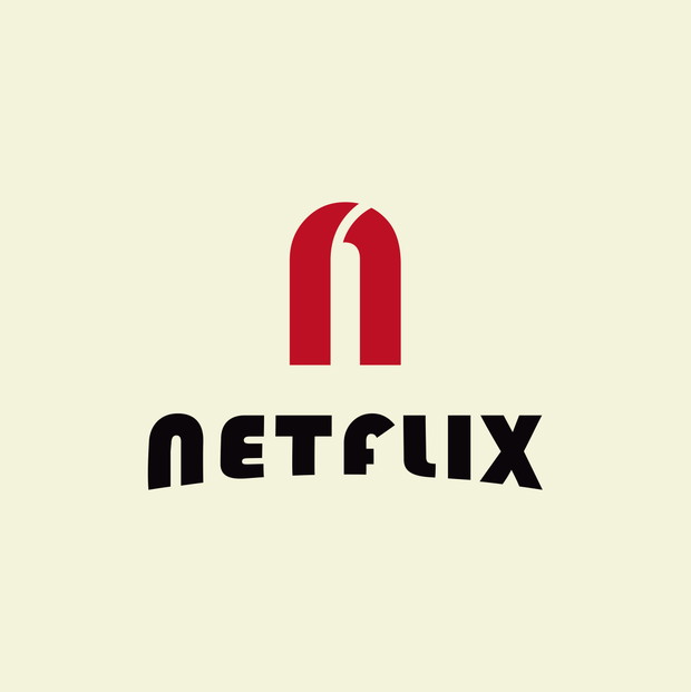 Słynne loga w stylu Bauhausu, Netflix, 99designs