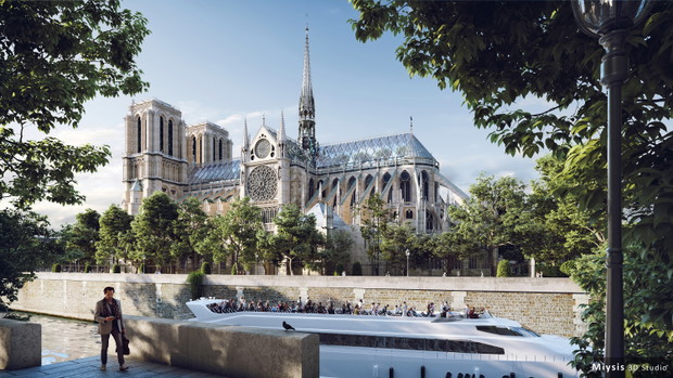 Szklany dach nad Notre Dame, wizualizacja: Miysis Studio