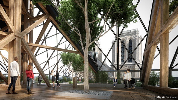 Szklany dach nad Notre Dame, wizualizacja: Miysis Studio
