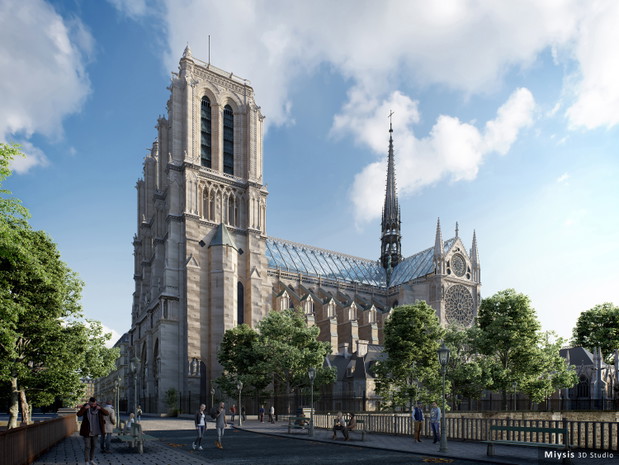 Szklany dach nad Notre Dame, wizualizacja: Miysis Studio