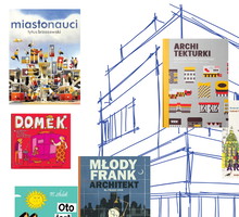 Książki o architekturze dla dzieci, kolaż redakcyjny
