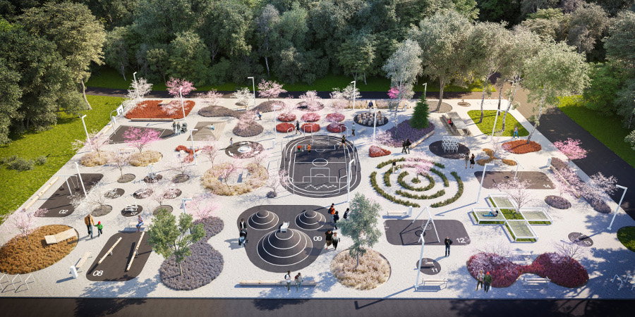 Wielofunkcyjny skwer w Chorzowie, projekt: SLAS Architekci, fot. mat. prasowe