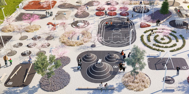 Wielofunkcyjny skwer w Chorzowie, projekt: SLAS Architekci, fot. mat. prasowe