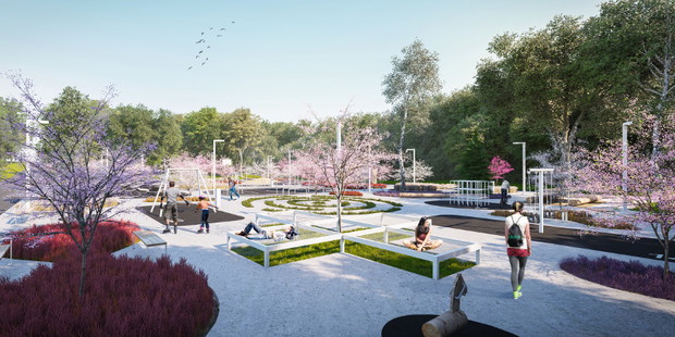 Wielofunkcyjny skwer w Chorzowie, projekt: SLAS Architekci, fot. mat. prasowe