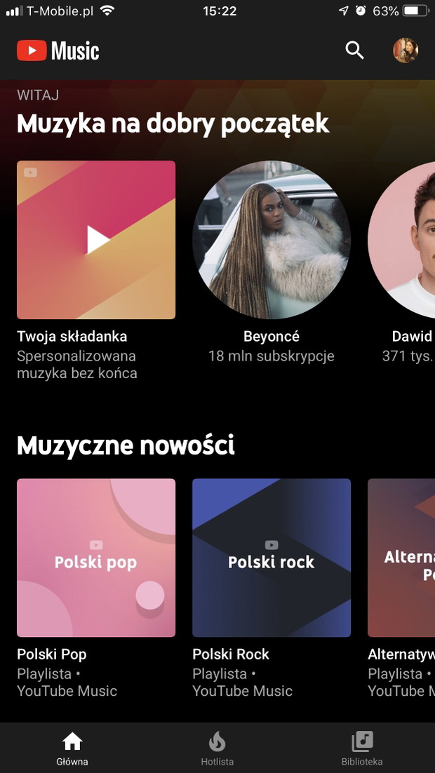 YouTube Music - test aplikacji