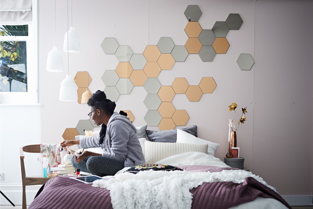 IKEA, Lustro HÖNEFOSS, heksagony do naklejania