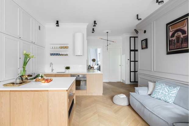 Jasny apartament na warszawskim Powiślu, projekt: Filip Domagała, Domagała Design, fot. Ayuko Studio