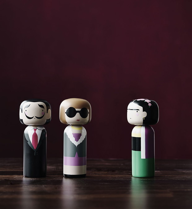 Laleczki Kokeshi od Lucie Kaas, Salvador Dali, Anna Wintour, Frida