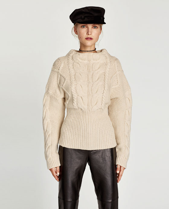 Sweter z warkoczowym splotem Zara