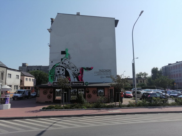 Mural z Krzysztofem Komedą w Ostrowie Wielkopolskim
