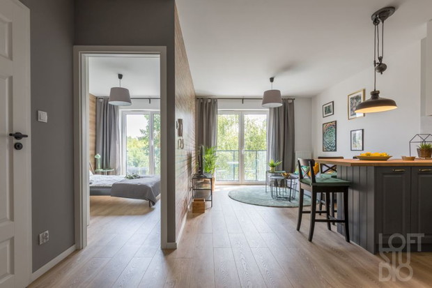 Apartament z zielonymi akcentami, projekt: Irena Lang, LOFTSTUDIO