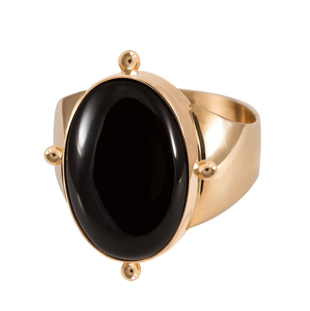 Biżuteria ROSA, Black Lilac Signet, złoto próby 585, onyks, 2300zł