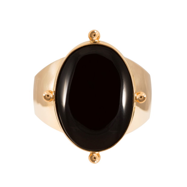 Biżuteria ROSA, Black Lilac Signet, złoto próby 585, onyks, 2300zł