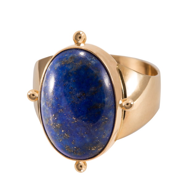 Biżuteria ROSA, Blue Lilac Signet, złoto próby 585, lapis lazuli, 2300zł